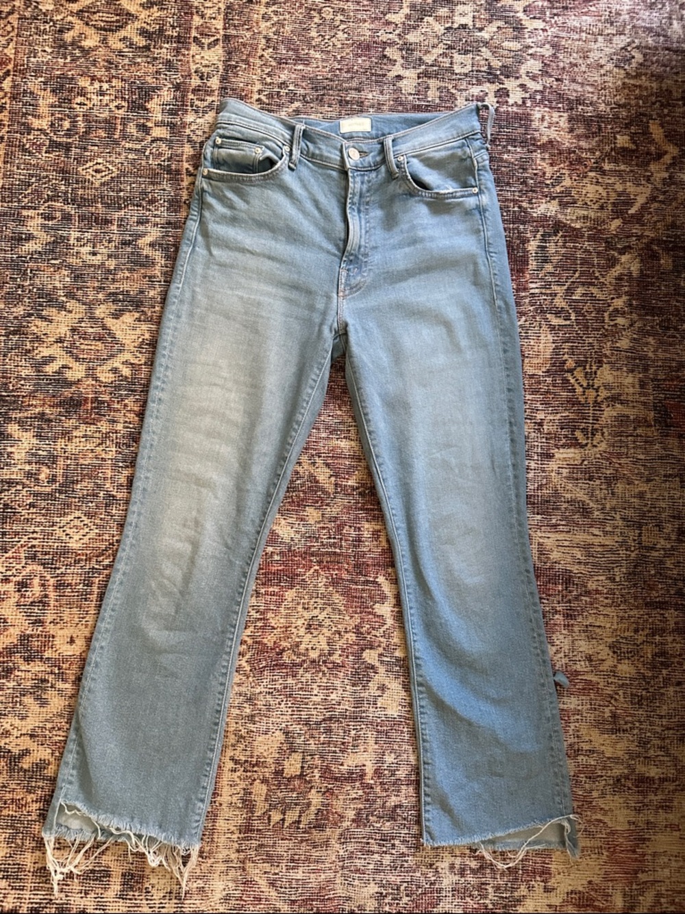 MOTHER The Insider Crop Step Fray Flared Jeans- Fresh Catch. Size 27